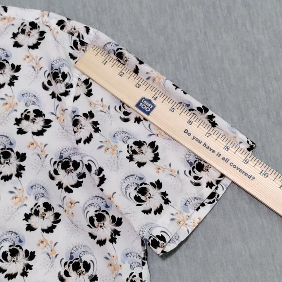 Club Monaco Mens Small Slim Fit 100% Cotton Short Sleeve Button Down Floral‎ - Picture 10 of 12